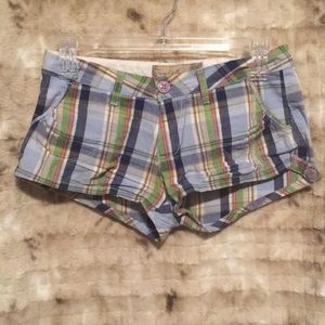 ✂️ ANGEL KISS blue plaid short- shorts 1 junior